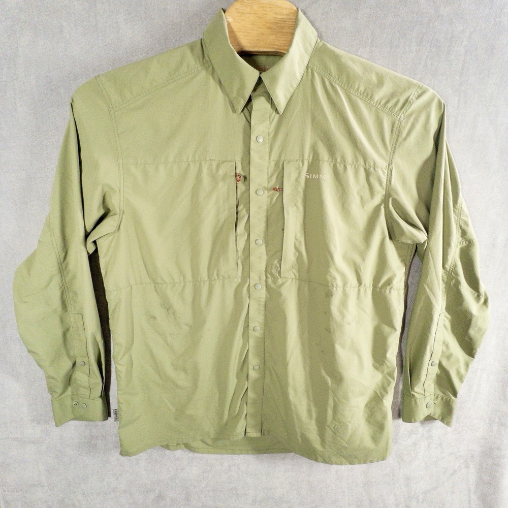 Simms Fishing Snap Front Shirt Mens L Gorpcore Outdoor Performance Lake *Read*